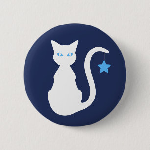 White Cat Button