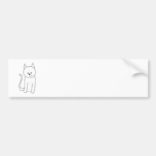 White Cat Cartoon Bumper Sticker