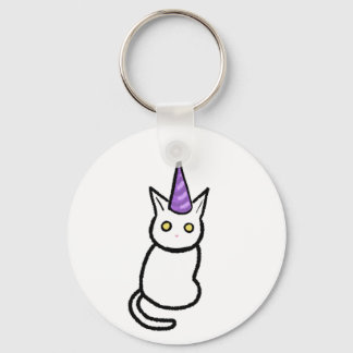 White Cat Celebration Keyring