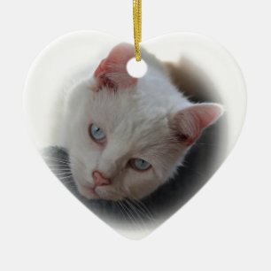White Cat Ceramic Ornament