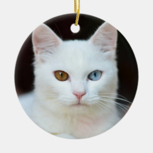 White Cat Ceramic Ornament
