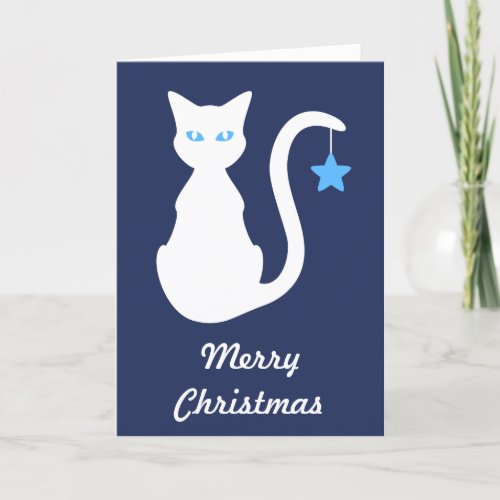 White Cat Christmas Card