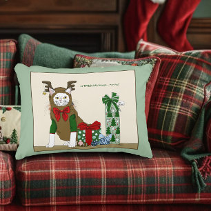 White Cat Christmas Jolly Funny Accent Pillow