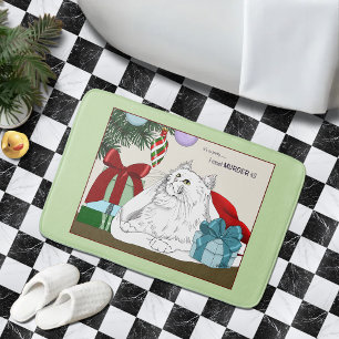 White Cat Christmas Ornaments Funny Bath Mat