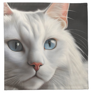 White Cat Cloth Napkin