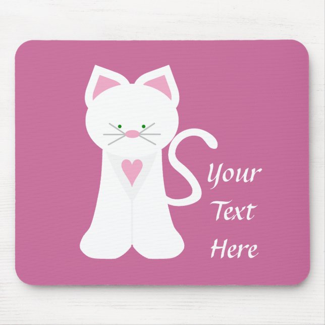 White Cat (customizable) Mouse Pad (Front)