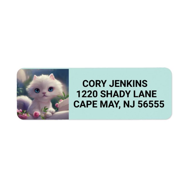 WHITE CAT CUTE ART Return Address Labels (Front)