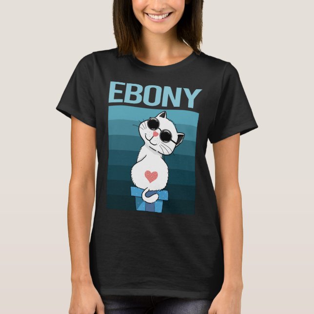 White Cat - Ebony Name T-Shirt (Front)