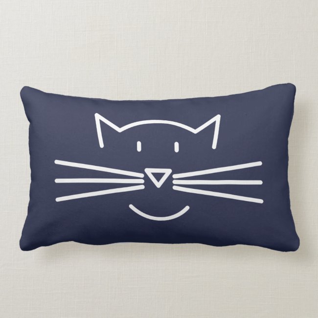 White Cat Face Outline Throw Pillow