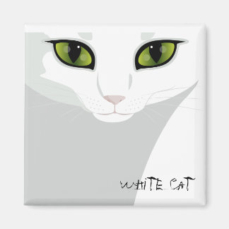 White Cat Face with Eye Color of Your Choice Magnet