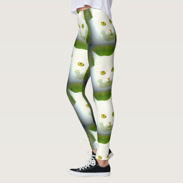 white cat faces leggings (Left)