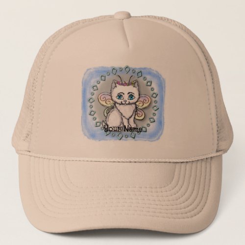 White Cat Fairy custom name Trucker Hat