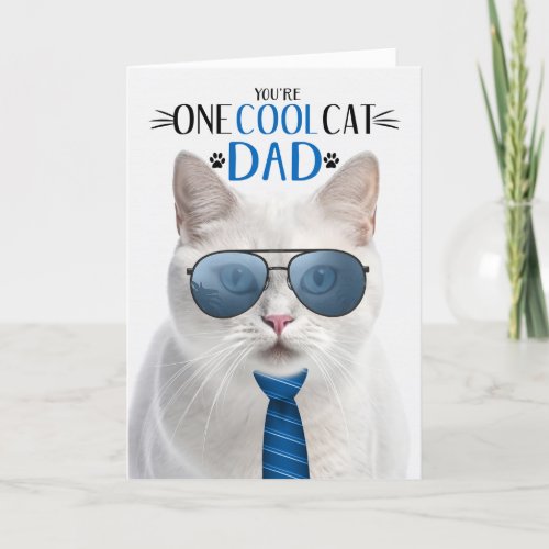White Cat Fathers Day One Cool Cat Holiday Card