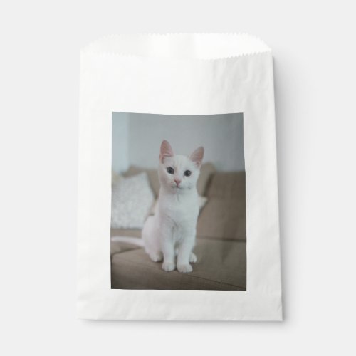 White cat favor bag