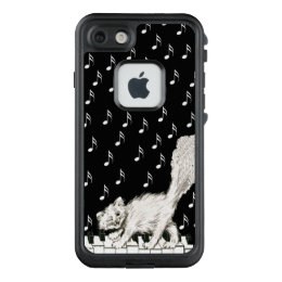 White Cat Fluffy Tail Dancing on Piano Keys LifeProof FRĒ iPhone 7 Case