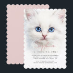 White Cat Girls First Birthday Party Invitation<br><div class="desc">More Fun Kids Birthday Invitations in the Little Bayleigh Store!</div>