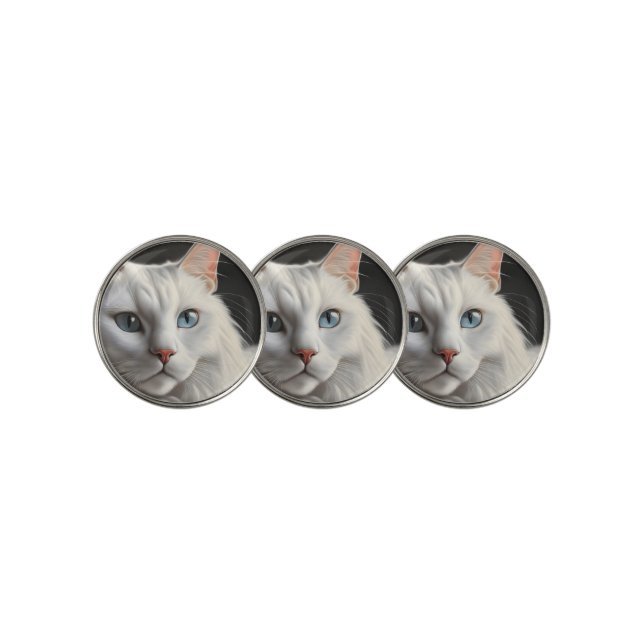 White Cat Golf Ball Marker (3 Up)