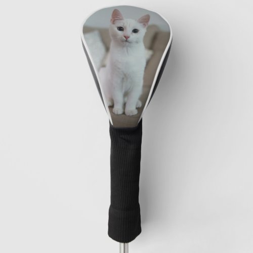 White cat golf head cover