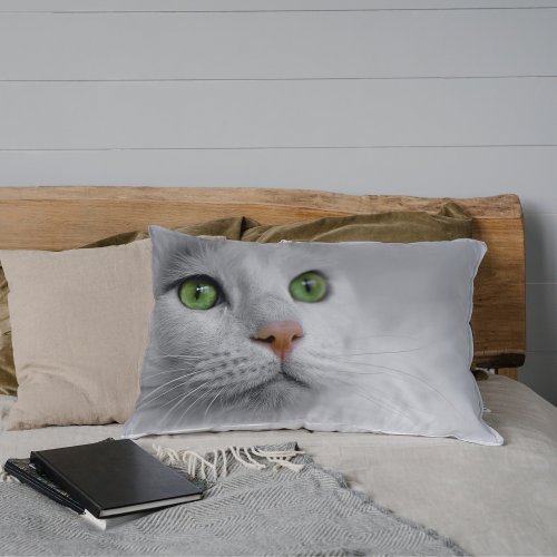 White Cat Green Eyes Pillow Cases