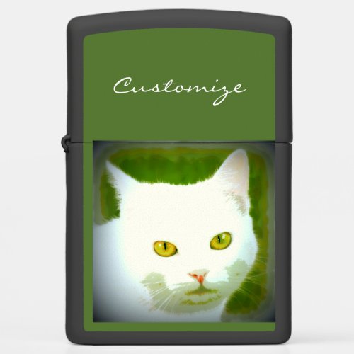 white cat green zippo lighter