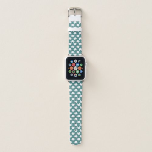 White Cat Head Silhouette Design Apple Watch Band