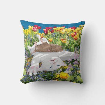 White Cat & His Rat Friend Throw Pillow by TheWhiteCatCo at Zazzle