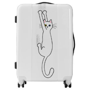 White Cat Holding On With Claws Funny Luggage
