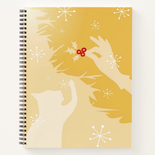 White Cat  Holly Gold Notebook