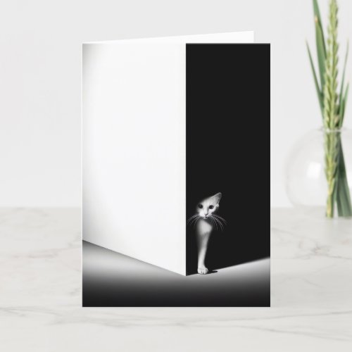 White Cat In Black Shadows Card