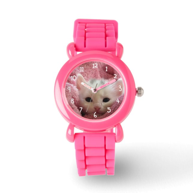 White cat in pink watch (Front)