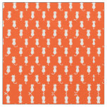 White Cat Isolated on Orange Polka Dot Pattern Fabric