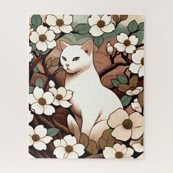 White Cat                                          Jigsaw Puzzle by ellesgreetings at Zazzle
