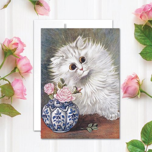 White Cat Louis Wain  Card