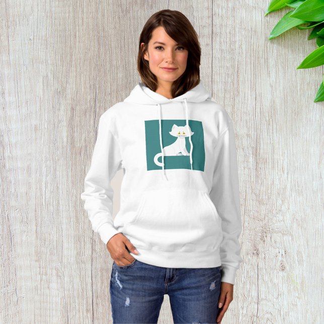 White Cat Minimalist Kitten Hoodie (Creator Uploaded)