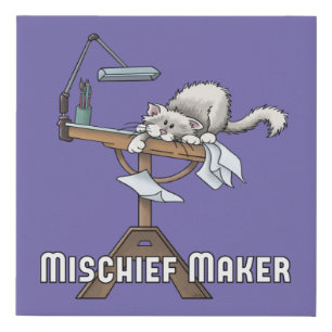 White Cat Mischief Maker Faux Canvas Print