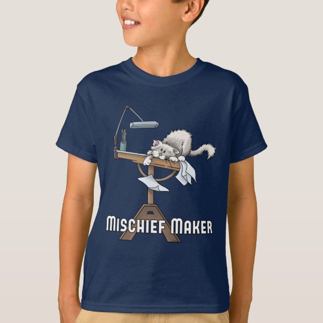 White Cat Mischief Maker T-Shirt (Front)