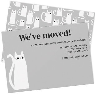White Cat Moving New Home Announcement