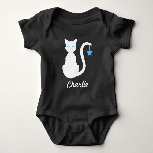 White Cat Name Baby Bodysuit