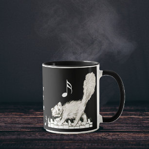 White Cat on Piano Keys Mug