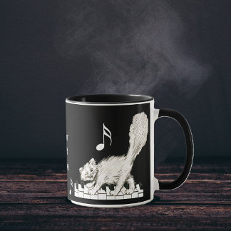 White Cat on Piano Keys Mug