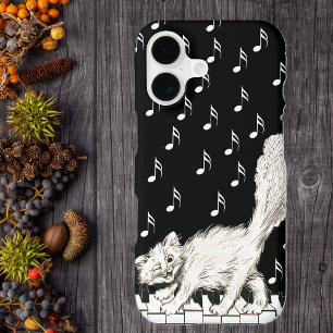 White Cat on Piano Keys Music Notes iPhone 17 Case
