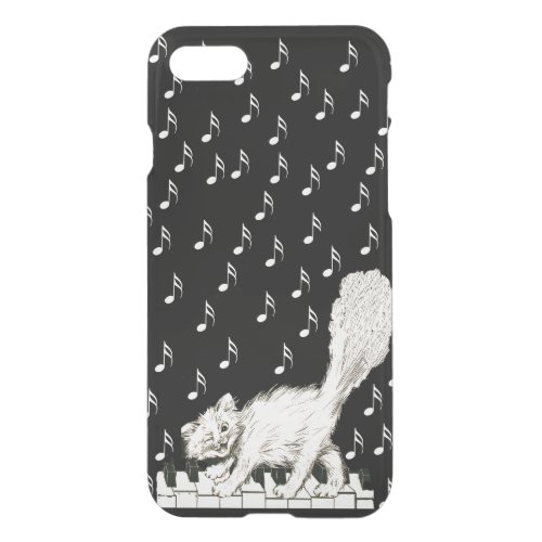 White Cat on Piano Keys Music Notes iPhone SE87 Case