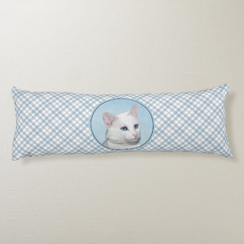 White Cat Painting _ Cute Original Cat Art Body Pillow