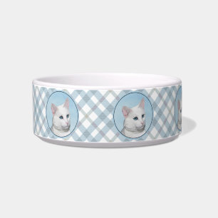 White Cat Painting - Cute Original Cat Art Bowl