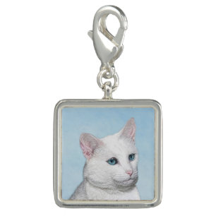 White Cat Painting - Cute Original Cat Art Charm