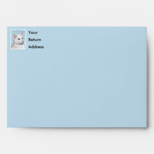 White Cat Painting - Cute Original Cat Art Envelope