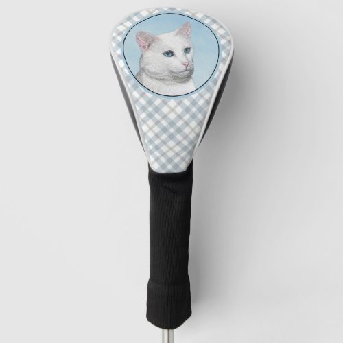 White Cat Painting _ Cute Original Cat Art Golf Head Cover