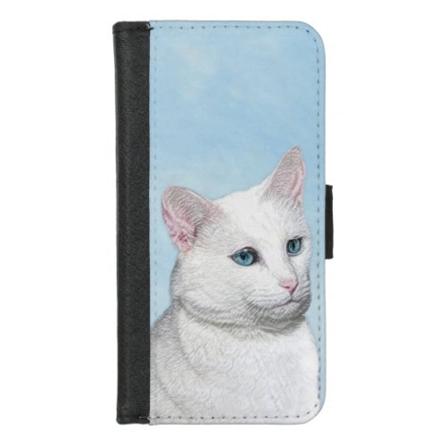 White Cat Painting _ Cute Original Cat Art iPhone 87 Wallet Case