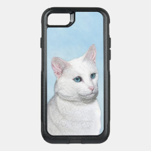 White Cat Painting - Cute Original Cat Art OtterBox Commuter iPhone SE/8/7 Case