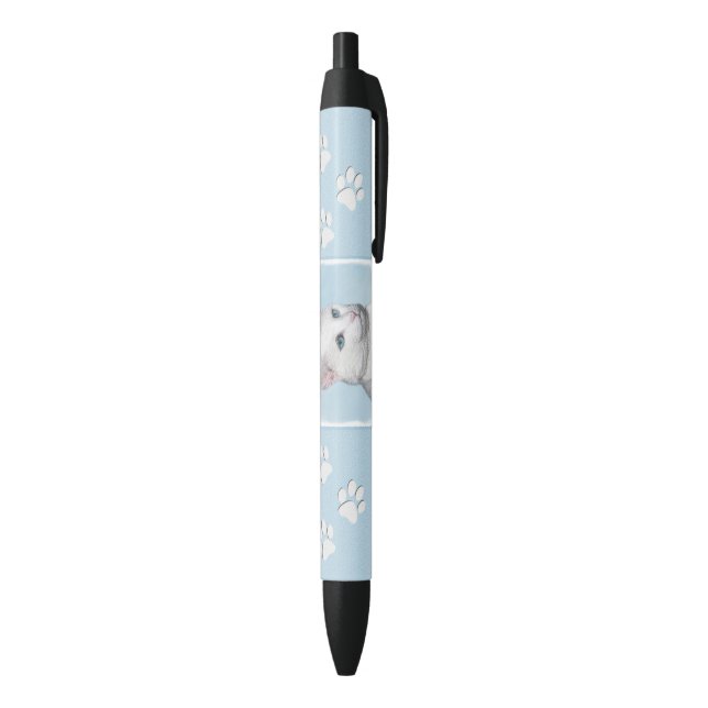 White Cat Painting - Cute Original Cat Art Pen (Bottom (Vertical))